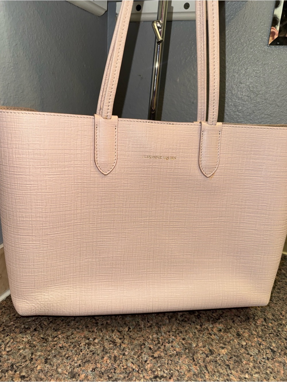 Alexander McQueen AUTHENTIC! Pale Pink Saffiano Tote EUC!